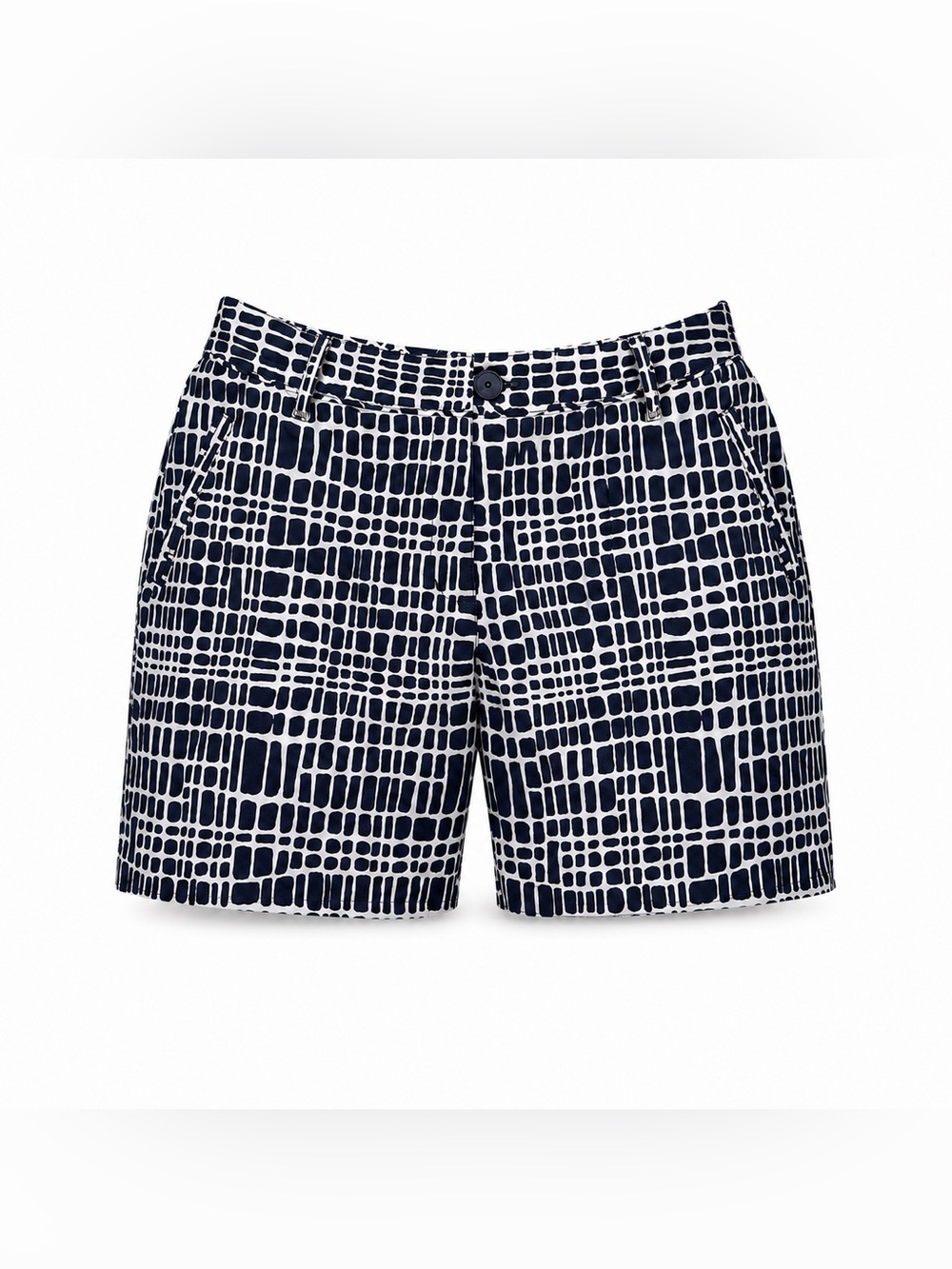 Lady Hagen Navy & White Grid-Print Athletic Shorts